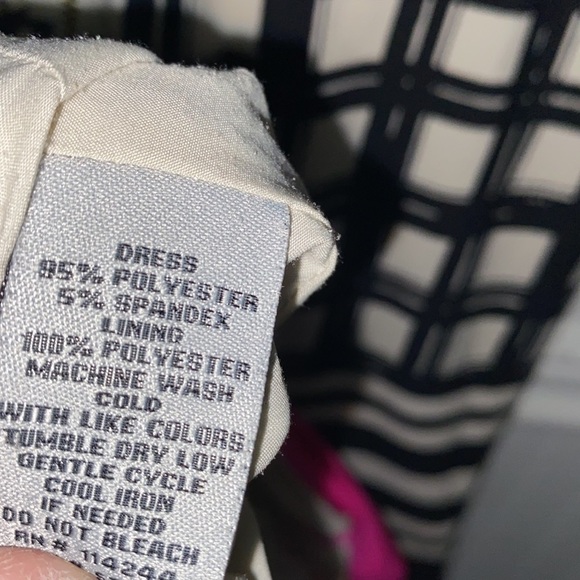 Eliza J dress windowpane print black tan hot pink exposed back zipper size 6 - Picture 7 of 7